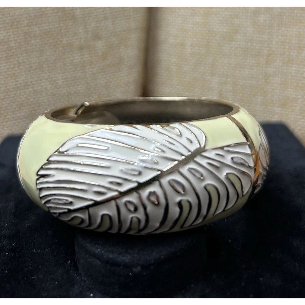 Sequin Nordstrom Multicolor Palm Gold Tone Statement Enamel Bangle Bracelet #502